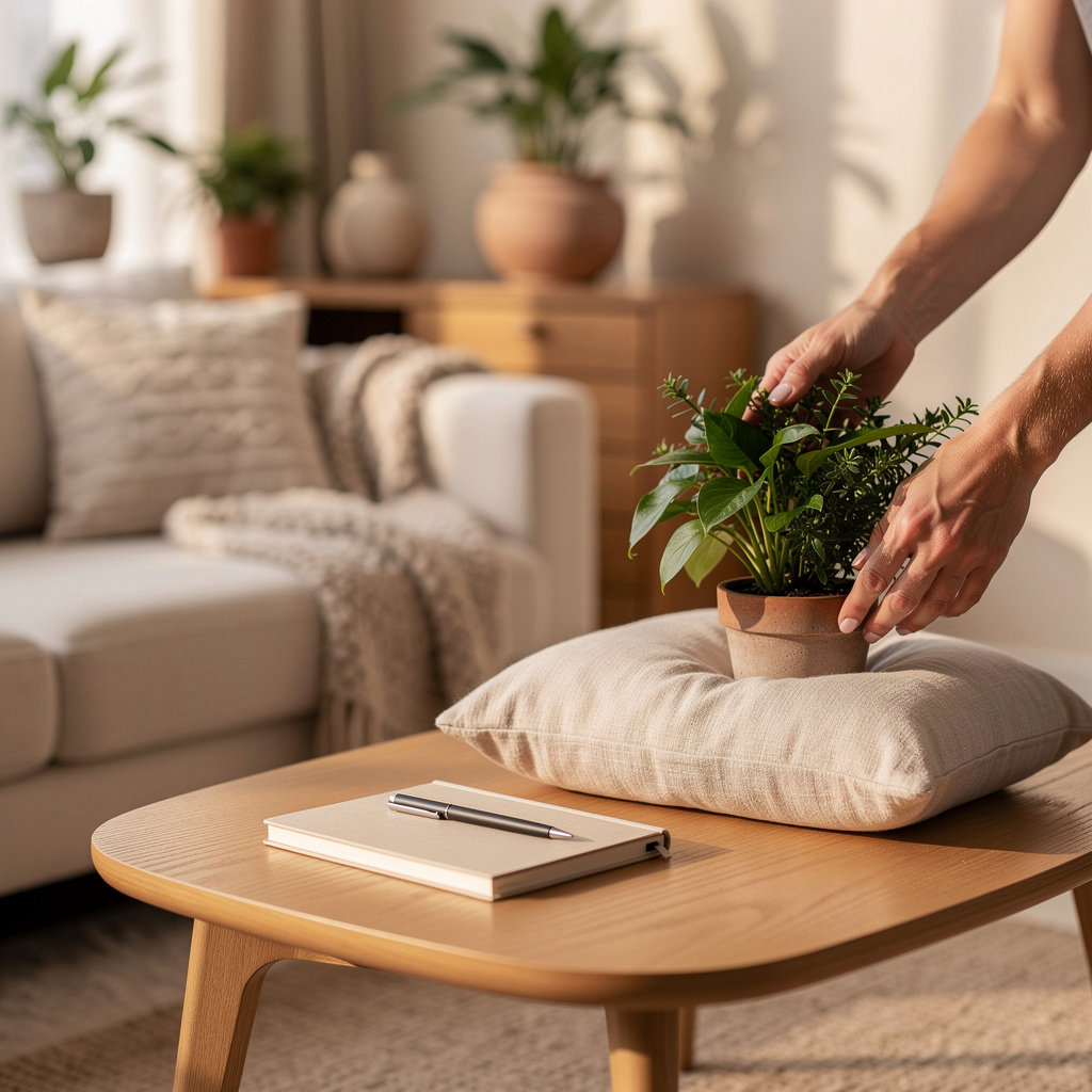 Exquisite Quarters biophilic Organic Modern rental design with natural light and plants